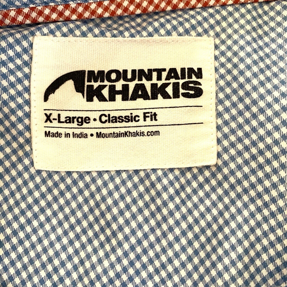 Mountain Khakis Shirt Blue White Gingham Long Sleeve Outdoor Fishing Size XL - Picture 4 of 7